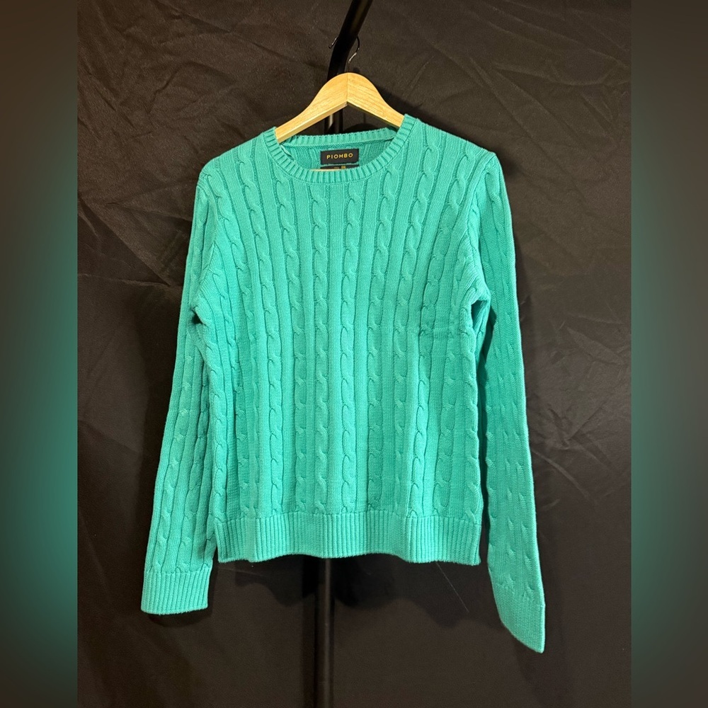 PIOMBO Women’s size XXL green Pure‎ Cotton Cable Knit Sweater